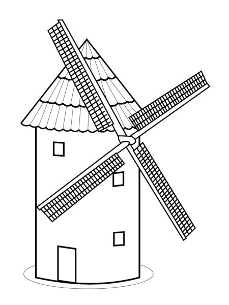 Мельница раскраска