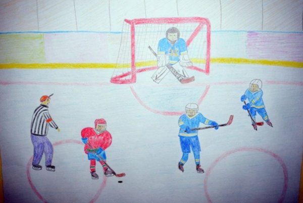 Детские рисунки про хоккей