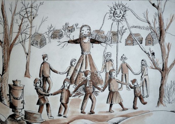 Масленица карандашом