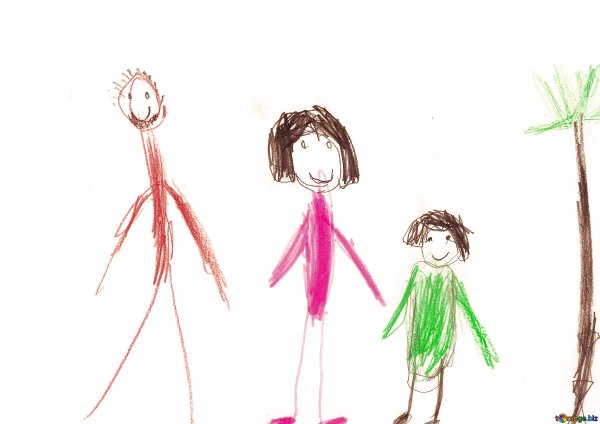 Рисунки детей семья 3 года