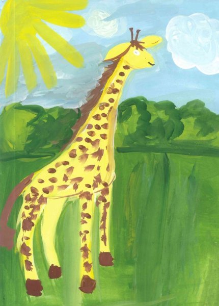 Рисование жирафа с детьми