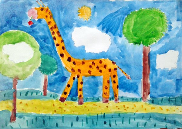 Акварельные животные детские