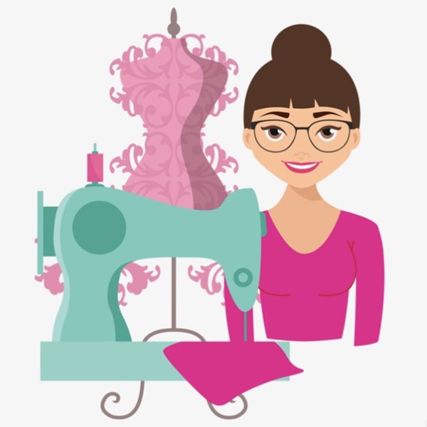 Портниха на белом фоне