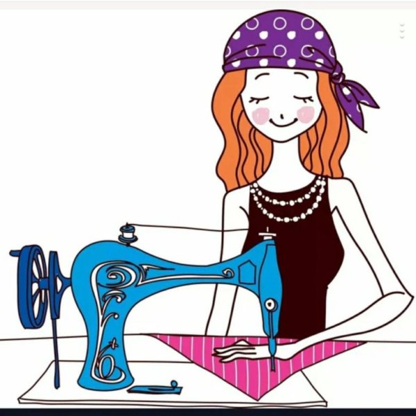 Швея на белом фоне