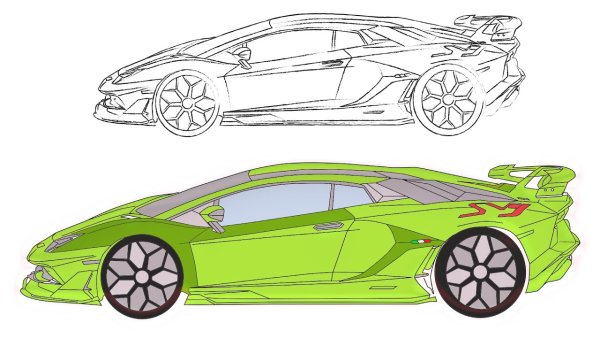 Ламборгини Хуракан рисунок сбоку