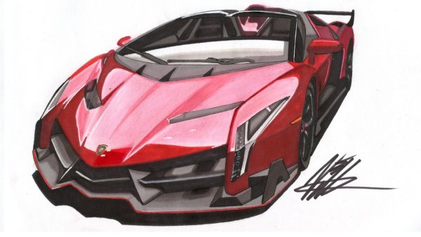 Lamborghini Veneno Roadster нарисовать
