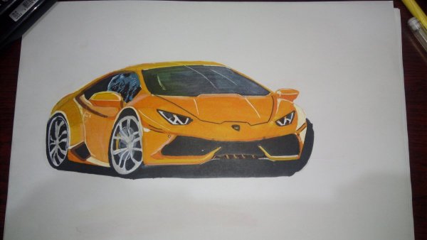 Нарисованная оранжевая Ламборджини