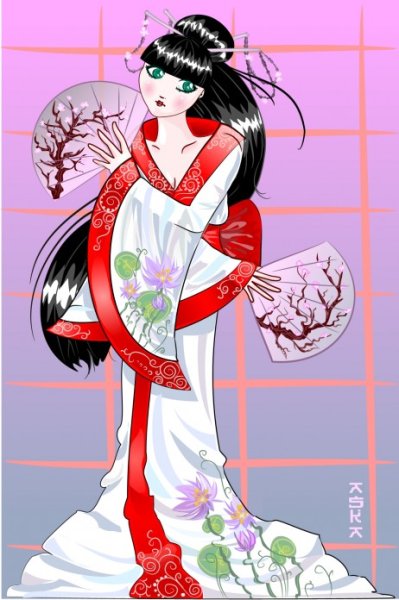 Кимоно рисунок карандашом