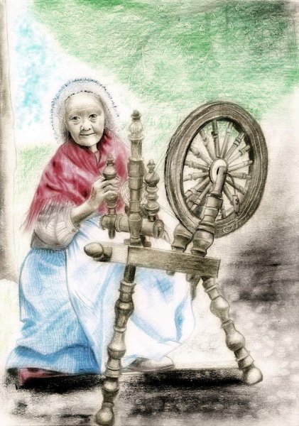 Старуха за прялкой