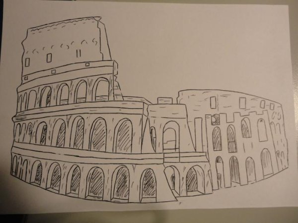 Колизей в Риме карандашом