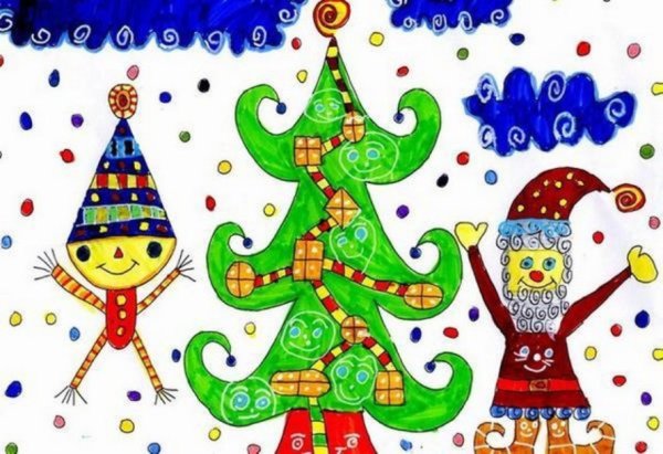 Детские рисунки на новый год 2021