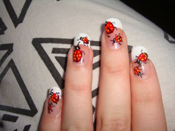 Маникюр с Божьей коровкой