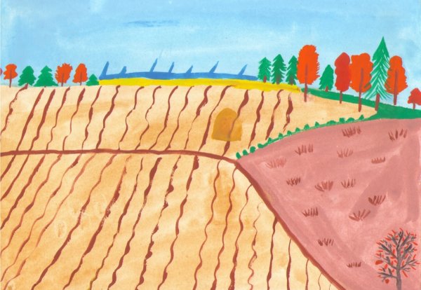 Осеннее поле рисунок