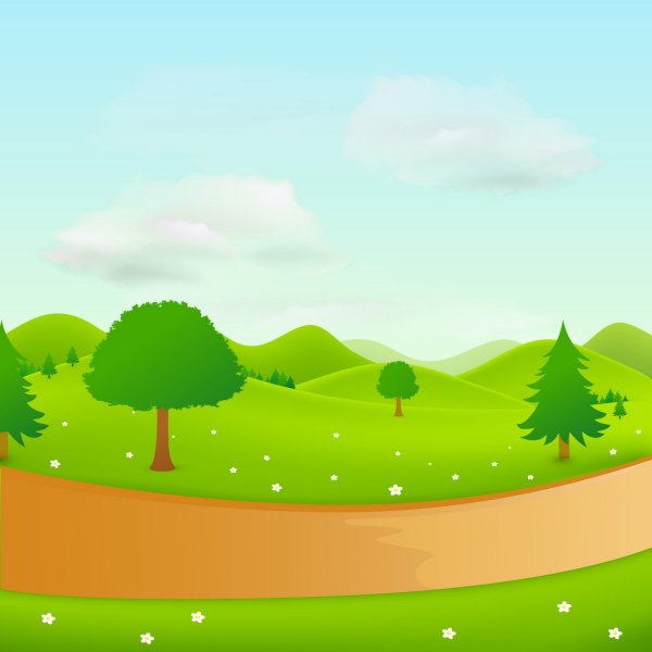 Мультяшная природа с дорогой