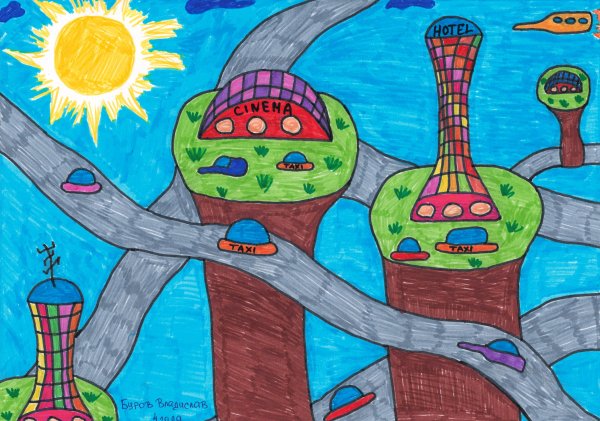 Рисование город будущего