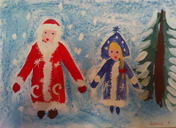 Рисование Деда Мороза и Снегурочки