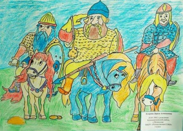 Богатырь детский рисунок