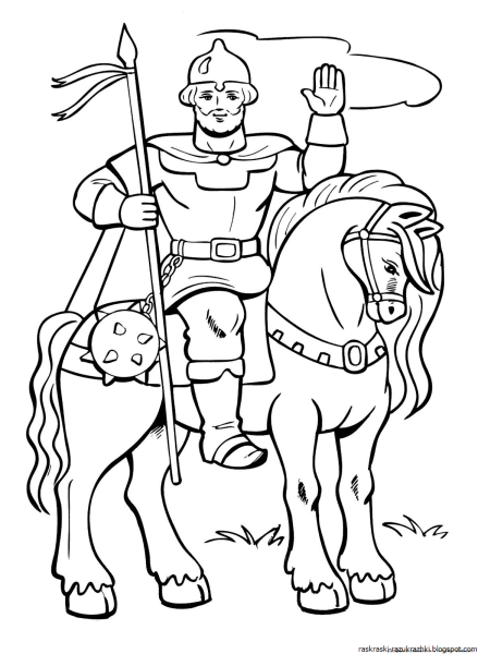 Илья Муромец раскраска для детей