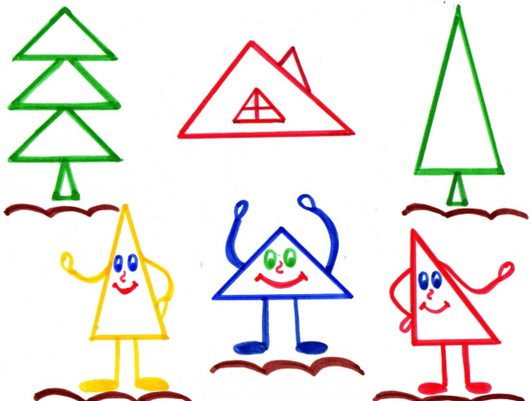 Треугольные геометрические фигуры для дошкольников