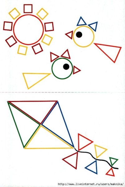 Рисование из геометрических фигур для детей