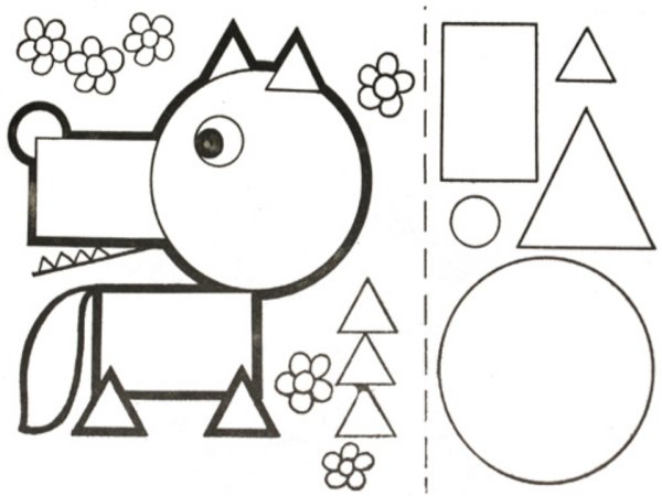 Аппликация из геом фигур для дошкольников