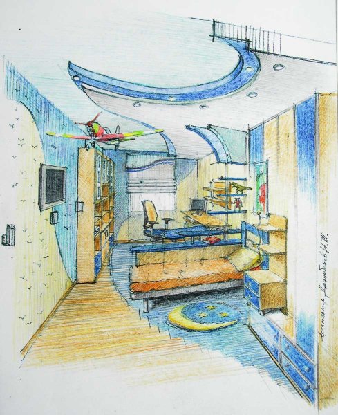 Набросок интерьера комнаты