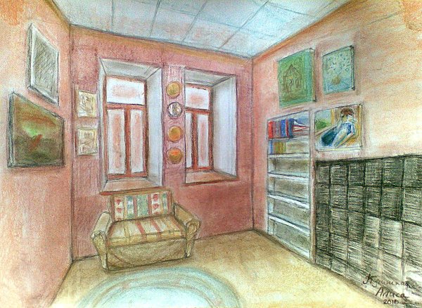 Эскиз интерьера комнаты подростка