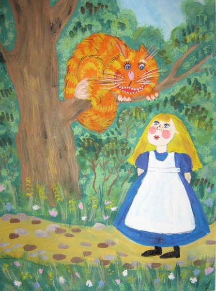 Дошкольники рисуют Алису в стране чудес