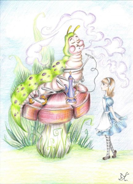 Алиса в стране чудес гусеница иллюстрации