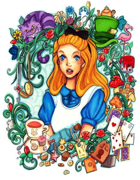 Алиса в стране чудес нарисовать