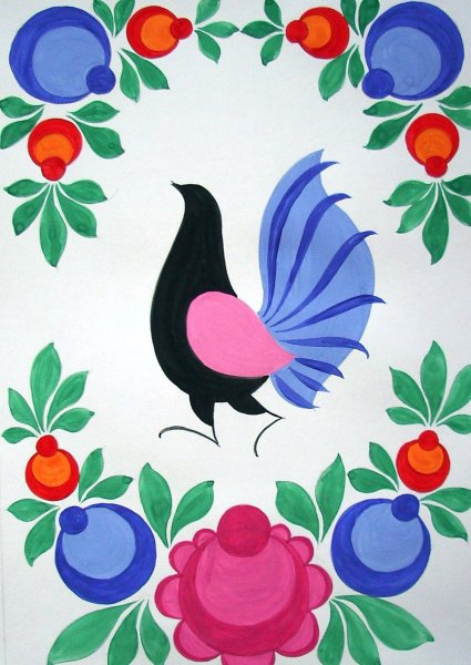 Городецкая роспись разживка