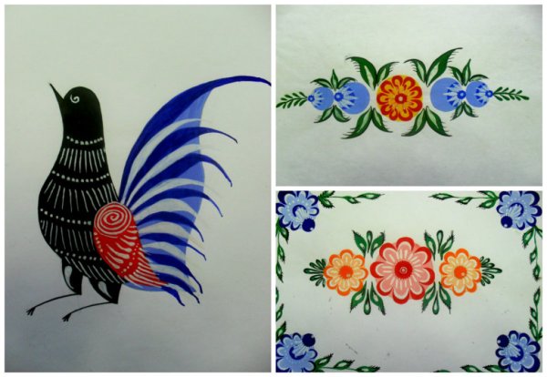 Городецкая роспись гуашью а4