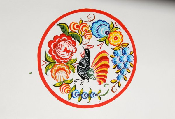 Городецкая роспись тарелка