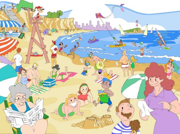 Пляж рисунок для детей