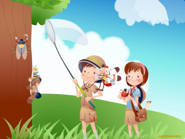 Мультяшные дети летом