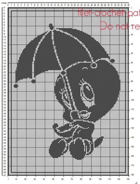 Филейное вязание детский плед схема