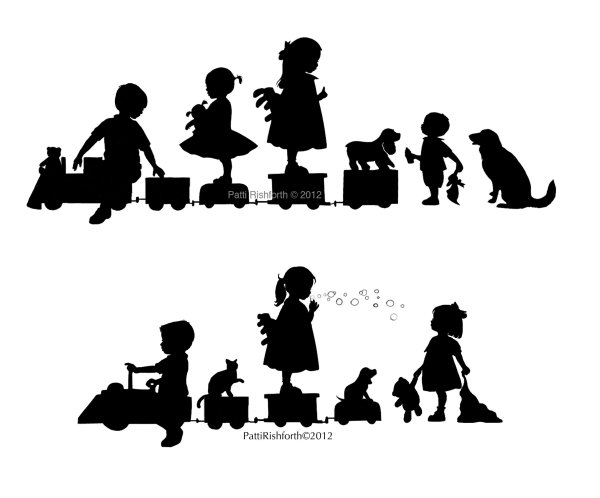 Силуэты детей в детском саду