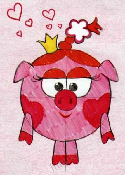 Нюша Смешарики для срисовки