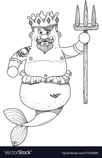 Эскиз морского царя для детей