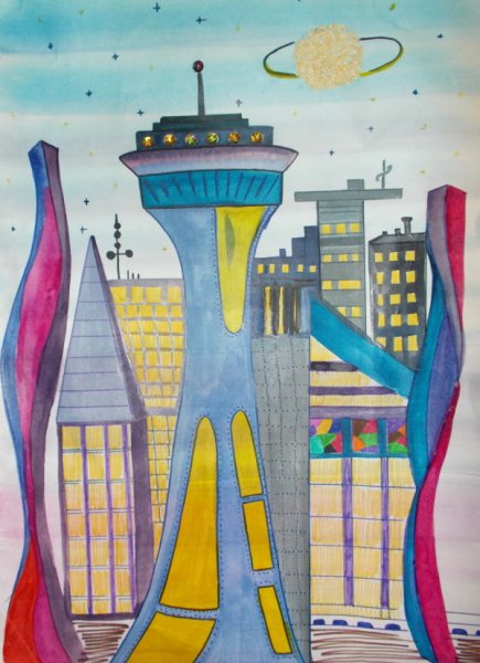 Рисование город будущего