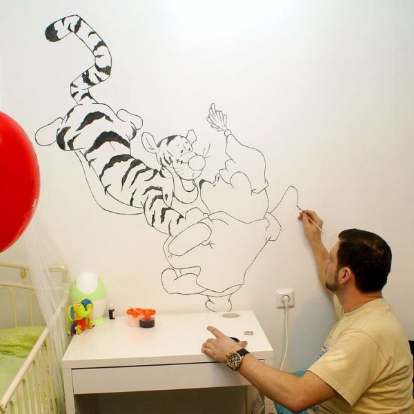 Рисуем на обоях под покраску