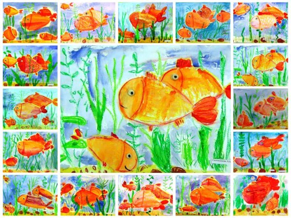 Коллаж из рисунков детей