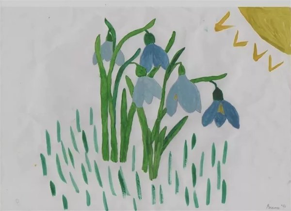 Рисование с детьми подснежники
