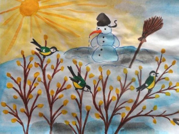 Рисование Весна в детском саду