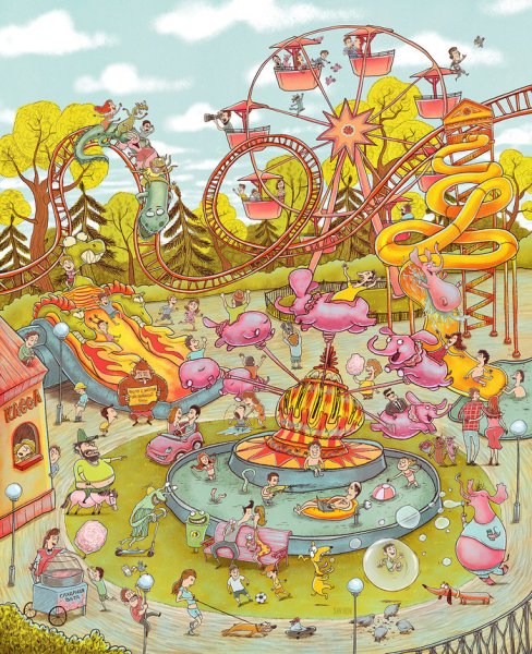 Парк развлечений рисование