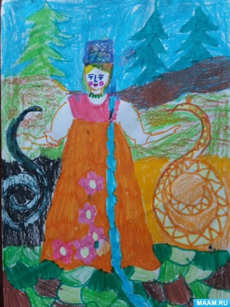 Детские рисунки по сказам Бажова