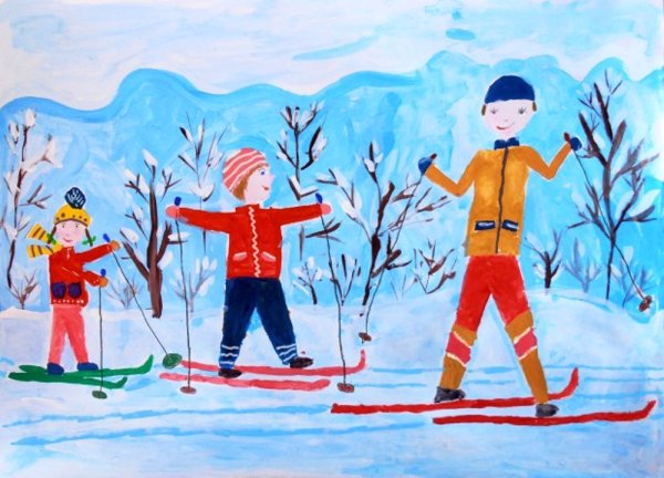 Зимняя прогулка рисунок