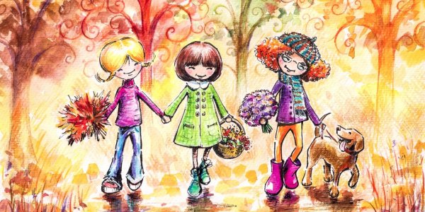 Рисунок прогулка в парке для ребенка