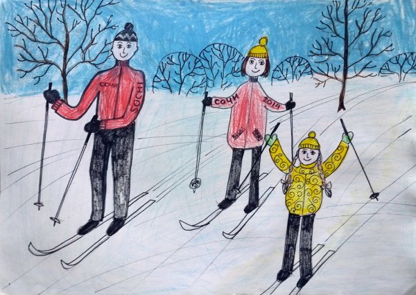 Рисование зимняя прогулка
