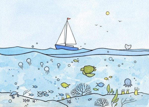 Море схематичный рисунок